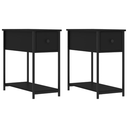 Bedside Cabinet | Set of 2 | Black | Engineered wood, iron | Compact