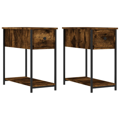 Bedside Cabinet | Set of 2 | Smoked Oak | Engineered wood, iron