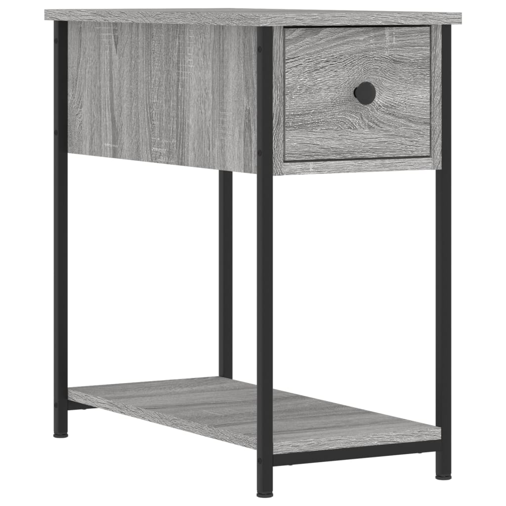 Bedside Cabinet | Set of 2 | Grey Sonoma | Engineered wood, iron