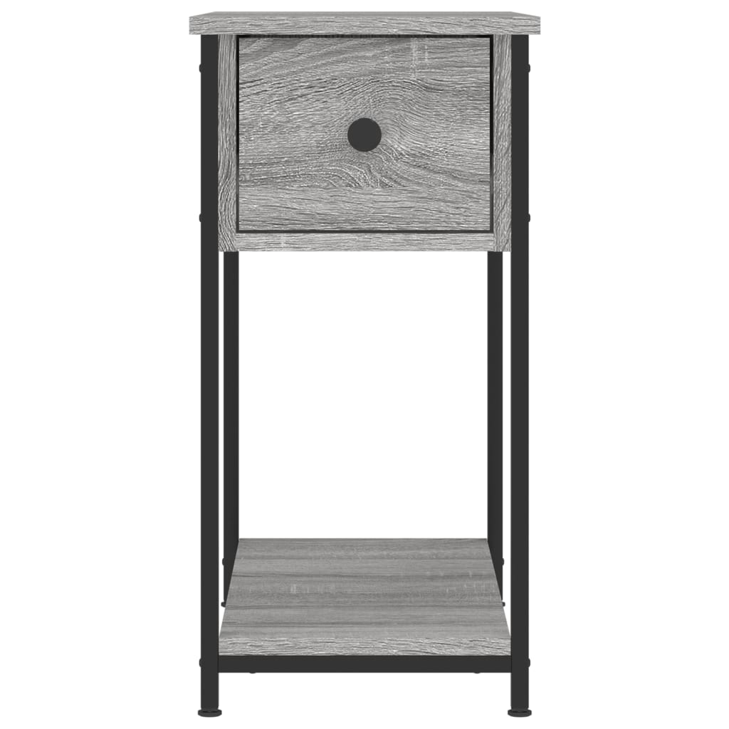 Bedside Cabinet | Set of 2 | Grey Sonoma | Engineered wood, iron
