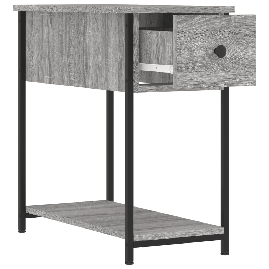Bedside Cabinet | Set of 2 | Grey Sonoma | Engineered wood, iron