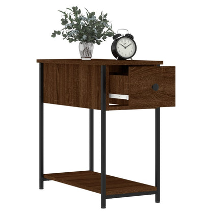 Bedside Cabinet | Set of 2 | Brown Oak | Engineered wood, iron | Modern