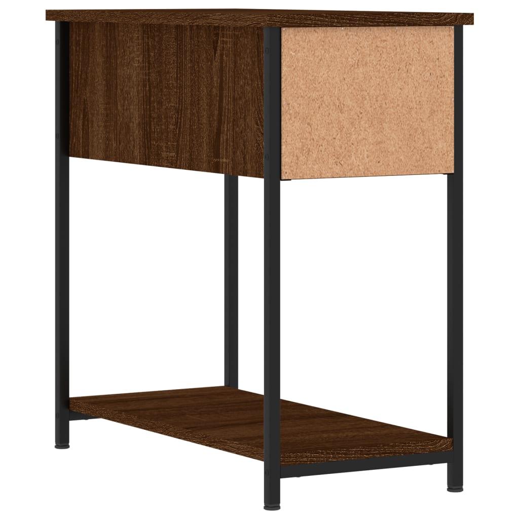 Bedside Cabinet | Set of 2 | Brown Oak | Engineered wood, iron | Modern