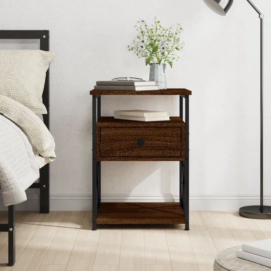 Bedside Cabinet Brown Oak 40x42x55 cm Engineered Wood