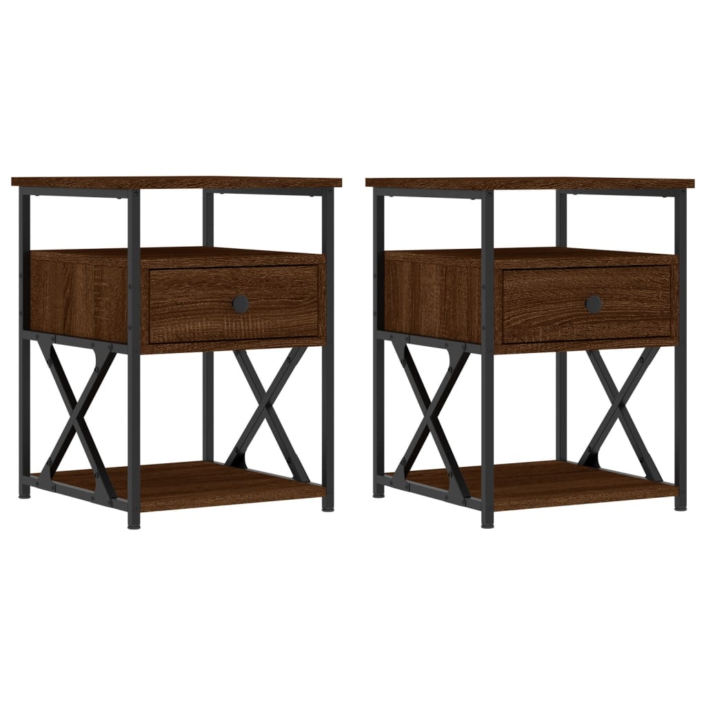 Bedside Cabinets 2 pcs Brown Oak 40x42x55 cm Engineered Wood