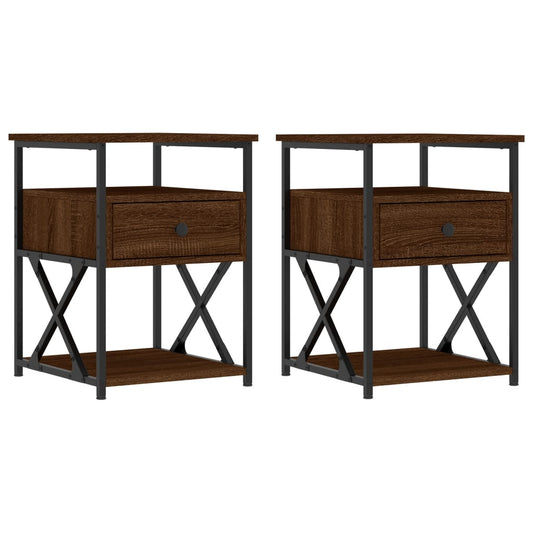 Bedside Cabinets 2 pcs Brown Oak 40x42x55 cm Engineered Wood