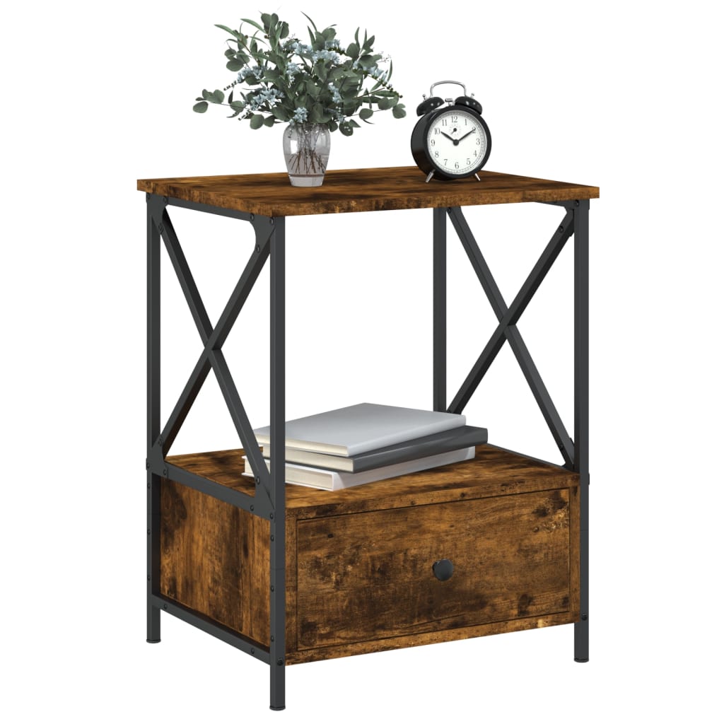 Bedside Table Smoked Oak 50x41x65 cm Engineered Wood