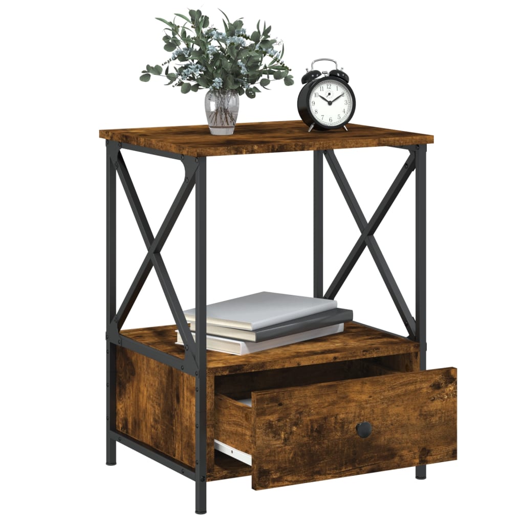 Bedside Table Smoked Oak 50x41x65 cm Engineered Wood