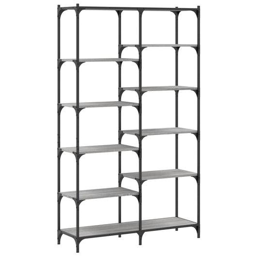 Bookshelf Grey Sonoma 100x32x170 cm Engineered Wood and Iron