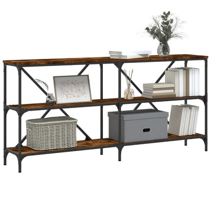 Console Table Smoked Oak 160x30x75 cm Engineered Wood and Iron