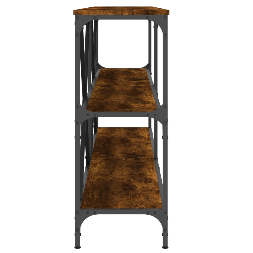 Console Table Smoked Oak 180x30x75 cm Engineered Wood and Iron