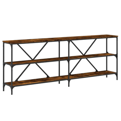 Console Table Smoked Oak 200x30x75 cm Engineered Wood and Iron