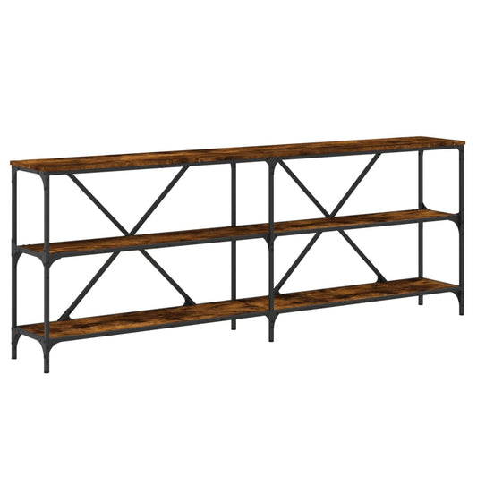 Console Table Smoked Oak 200x30x75 cm Engineered Wood and Iron