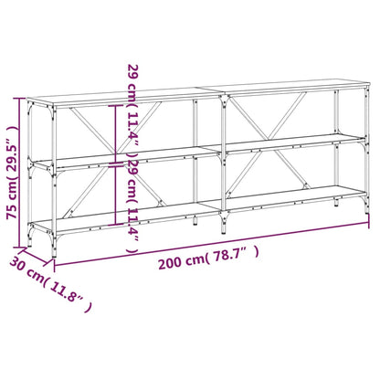 Console Table Grey Sonoma 200x30x75 cm Engineered Wood and Iron