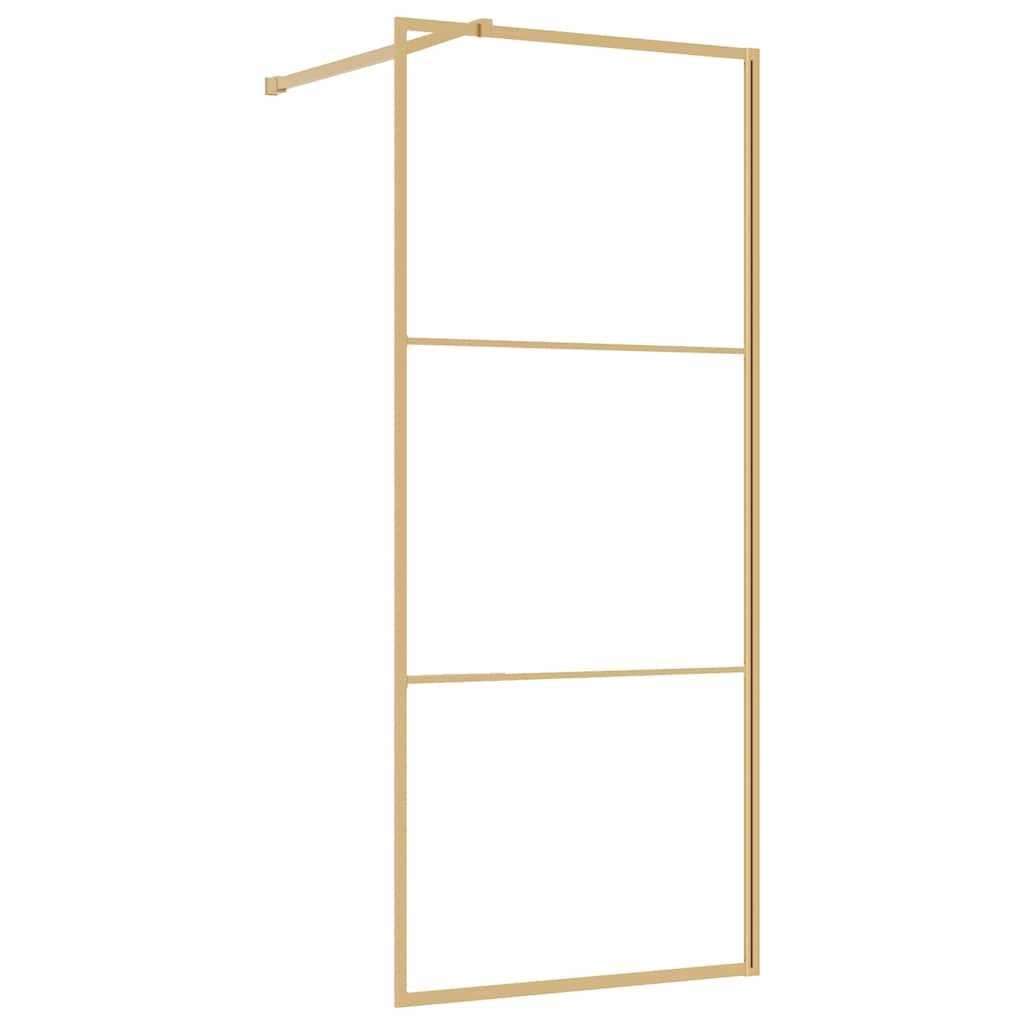 Walk-in Shower Wall with Clear ESG Glass Gold 80x195 cm