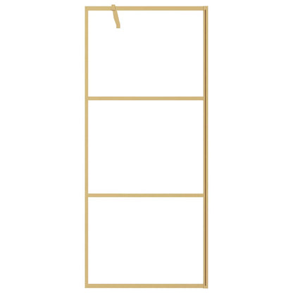 Walk-in Shower Wall with Clear ESG Glass Gold 90x195 cm