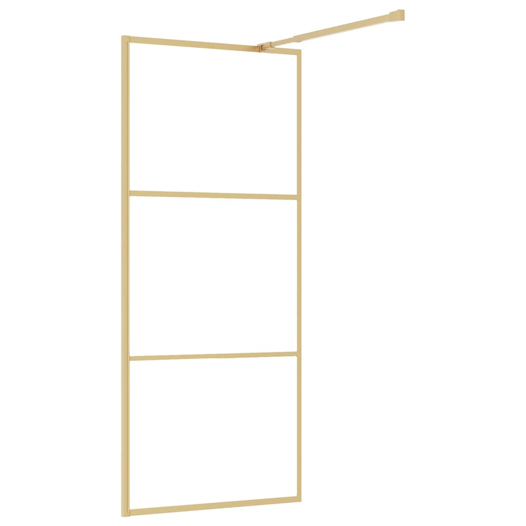 Walk-in Shower Wall with Clear ESG Glass Gold 90x195 cm