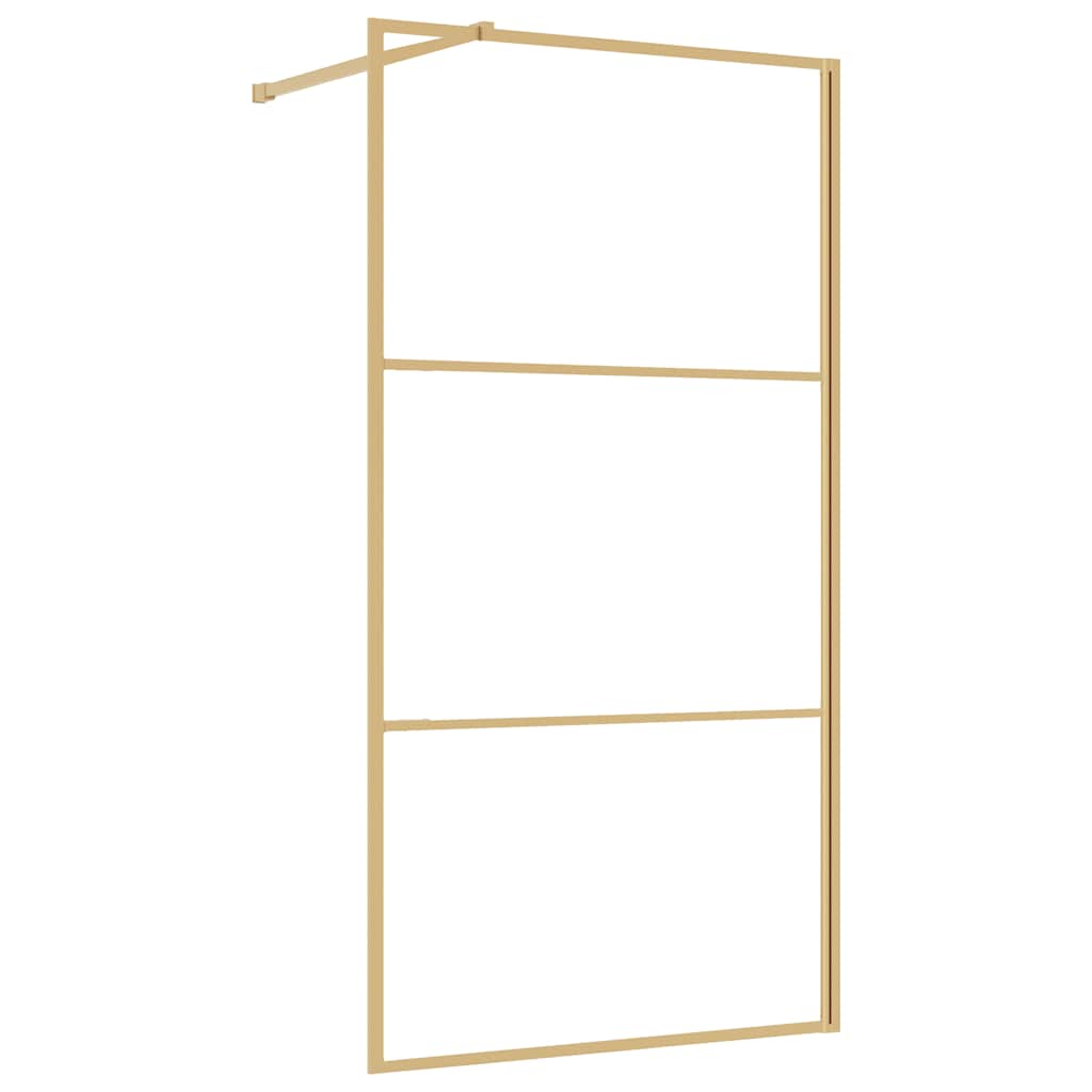 Walk-in Shower Wall with Clear ESG Glass Gold 100x195 cm