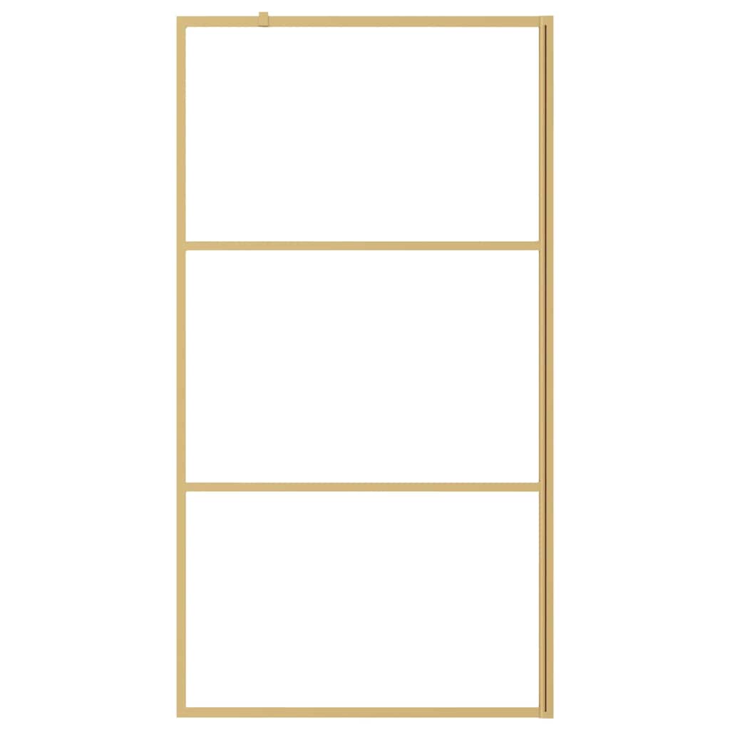 Walk-in Shower Wall with Clear ESG Glass Gold 100x195 cm