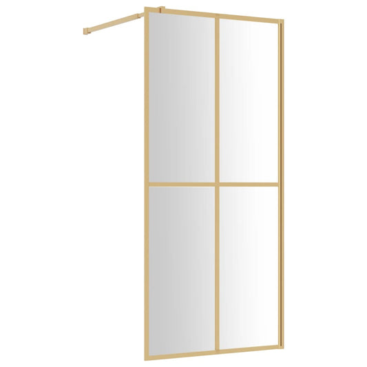 Walk-in Shower Wall with Clear ESG Glass Gold 90x195 cm