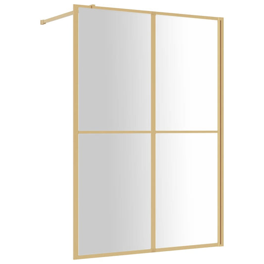 Walk-in Shower Wall with Clear ESG Glass Gold 140x195 cm