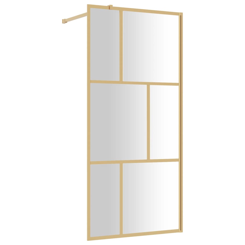 Walk-in Shower Wall with Clear ESG Glass Gold 90x195 cm