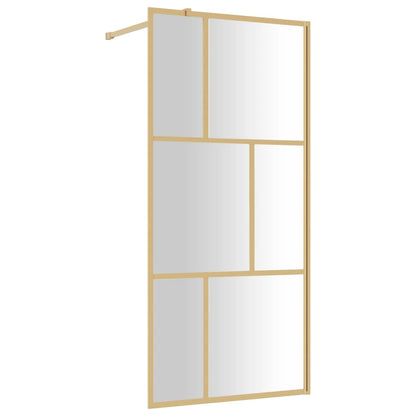Walk-in Shower Wall with Clear ESG Glass Gold 90x195 cm