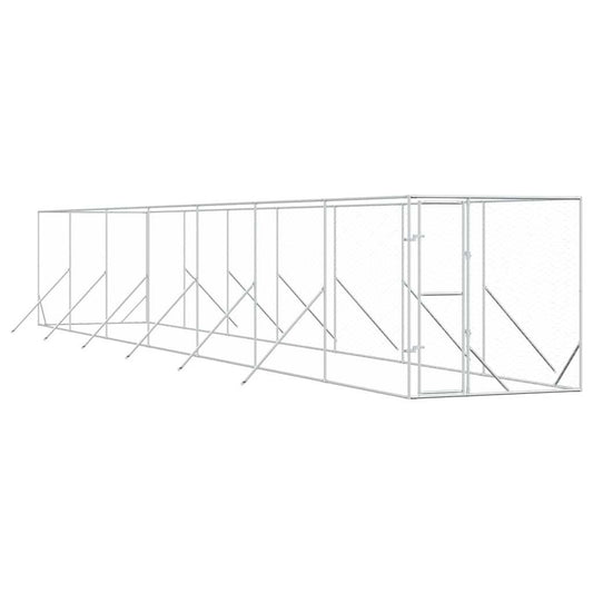 Outdoor Dog Kennel Silver 2x14x2 m Galvanised Steel