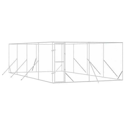 Outdoor Dog Kennel Silver 4x8x2 m Galvanised Steel