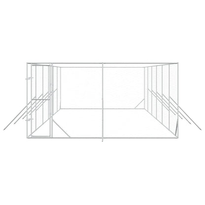 Outdoor Dog Kennel Silver 4x12x2 m Galvanised Steel