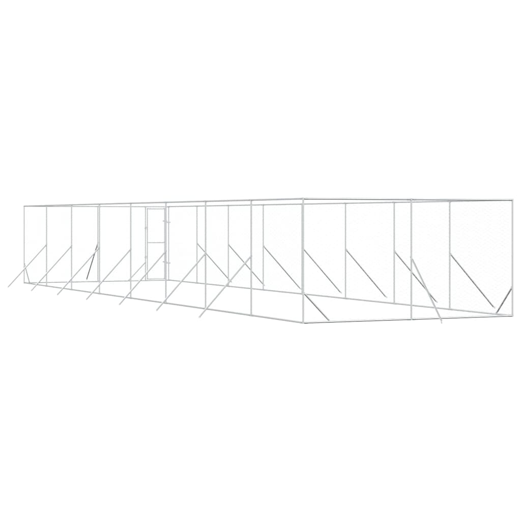 Outdoor Dog Kennel Silver 4x16x2 m Galvanised Steel