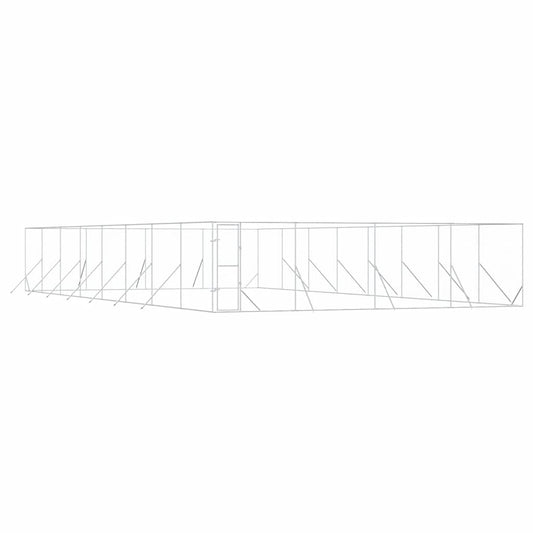 Outdoor Dog Kennel Silver 8x16x2 m Galvanised Steel