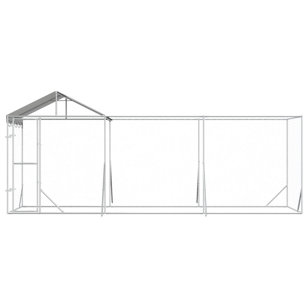Outdoor Dog Kennel with Roof Silver 19.7‘x6.6‘x8.2‘ Galvanized Steel