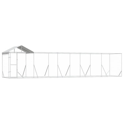 Outdoor Dog Kennel with Roof Silver 10x2x2.5 m Galvanised Steel