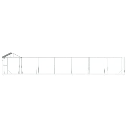 Outdoor Dog Kennel with Roof Silver 14x2x2.5 m Galvanised Steel