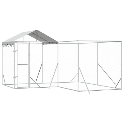 Outdoor Dog Kennel with Roof Silver 13.1‘x13.1‘x8.2‘ Galvanized Steel