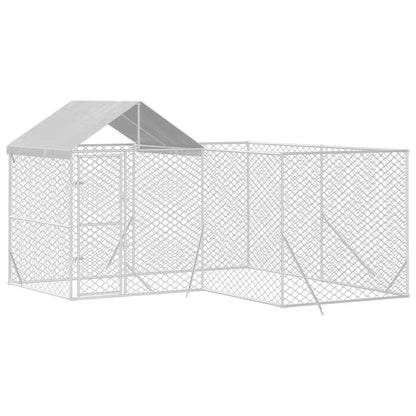 Outdoor Dog Kennel with Roof Silver 13.1‘x13.1‘x8.2‘ Galvanized Steel