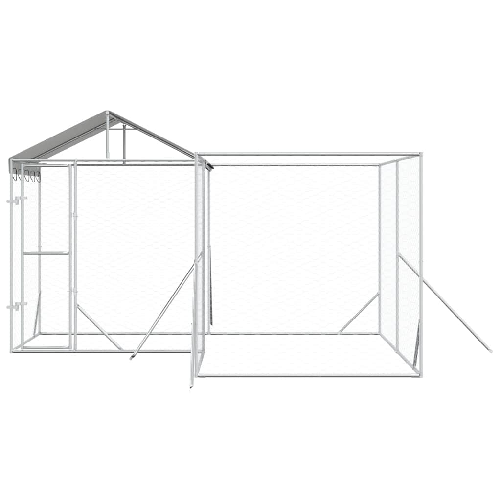 Outdoor Dog Kennel with Roof Silver 13.1‘x13.1‘x8.2‘ Galvanized Steel