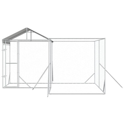 Outdoor Dog Kennel with Roof Silver 13.1‘x13.1‘x8.2‘ Galvanized Steel