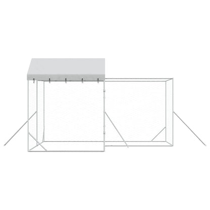 Outdoor Dog Kennel with Roof Silver 13.1‘x13.1‘x8.2‘ Galvanized Steel