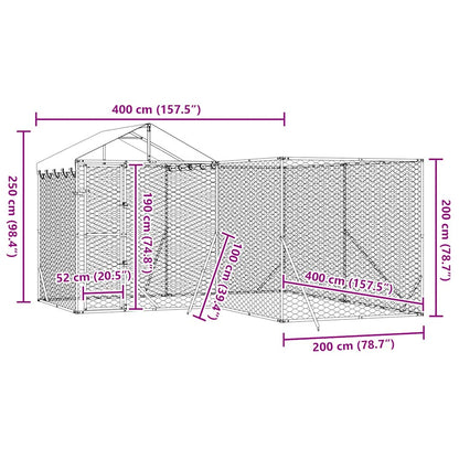 Outdoor Dog Kennel with Roof Silver 13.1‘x13.1‘x8.2‘ Galvanized Steel