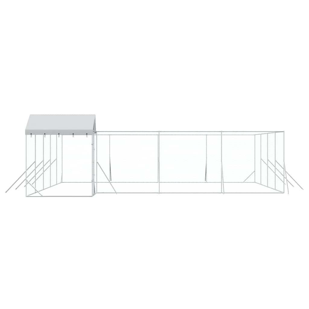 Outdoor Dog Kennel with Roof Silver 10x8x2.5 m Galvanised Steel