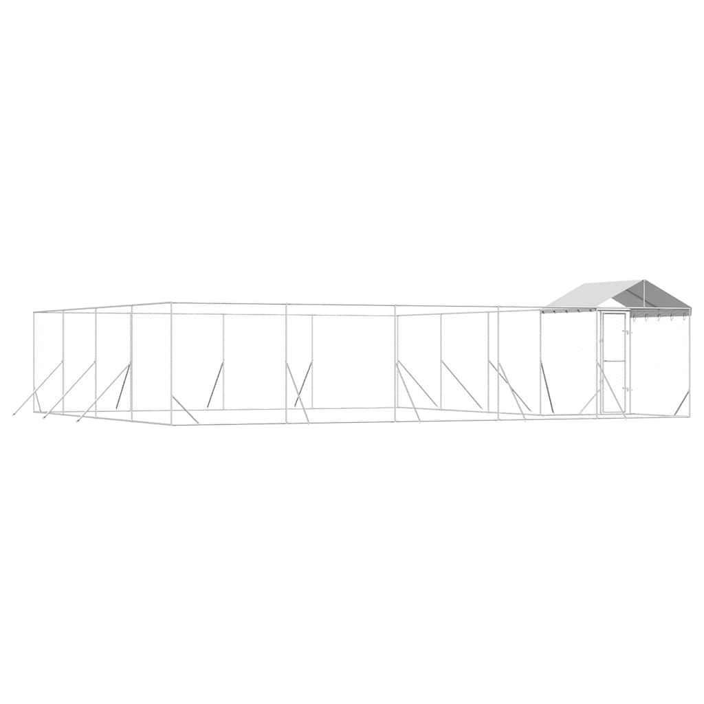 Outdoor Dog Kennel with Roof Silver 10x8x2.5 m Galvanised Steel