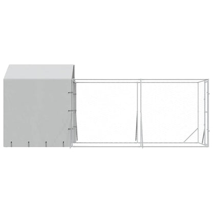 Outdoor Dog Kennel with Roof Silver 6.6‘x19.7‘x8.2‘ Galvanized Steel