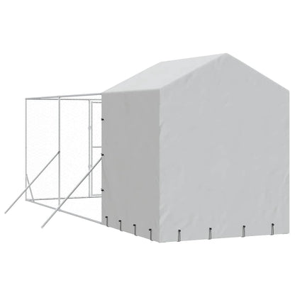 Outdoor Dog Kennel with Roof Silver 6.6‘x19.7‘x8.2‘ Galvanized Steel