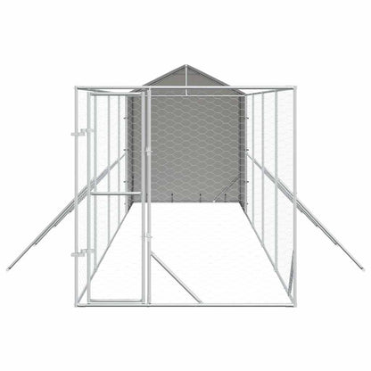 Outdoor Dog Kennel with Roof Silver 2x10x2.5 m Galvanised Steel