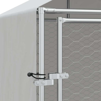 Outdoor Dog Kennel with Roof Silver 2x10x2.5 m Galvanised Steel