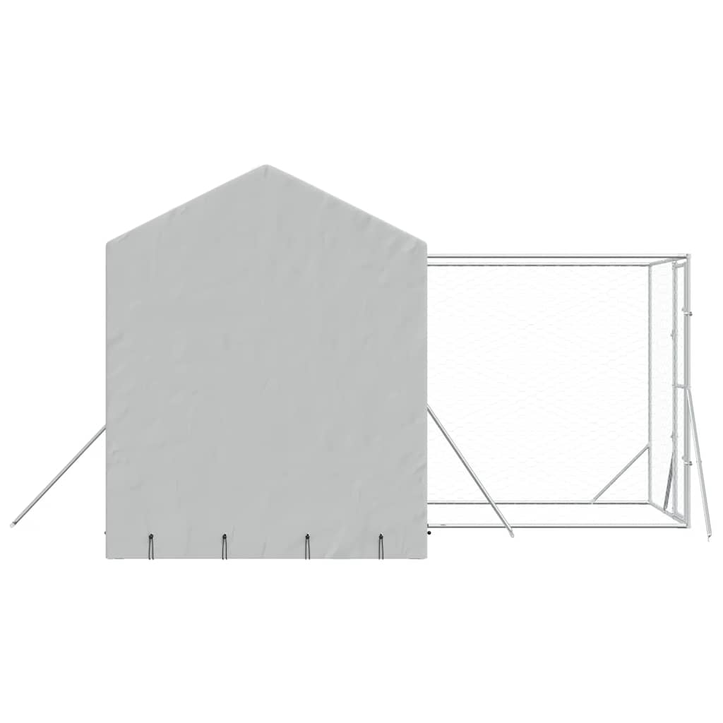 Outdoor Dog Kennel with Roof Silver 13.1‘x13.1‘x8.2‘ Galvanized Steel