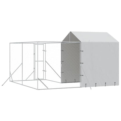 Outdoor Dog Kennel with Roof Silver 13.1‘x13.1‘x8.2‘ Galvanized Steel