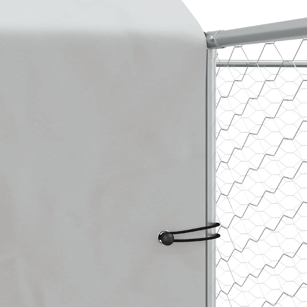 Outdoor Dog Kennel with Roof Silver 13.1‘x13.1‘x8.2‘ Galvanized Steel
